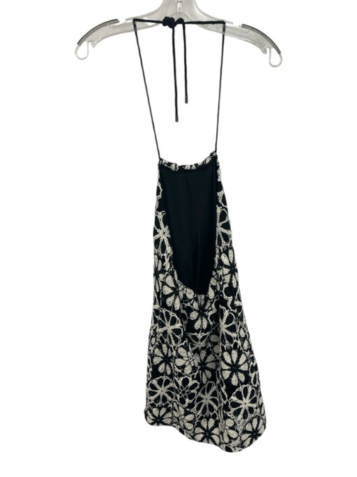 Ramy Brook Size XS black and white Polyester Halter Neck Crochet Knit Tie Dress black and white / XS