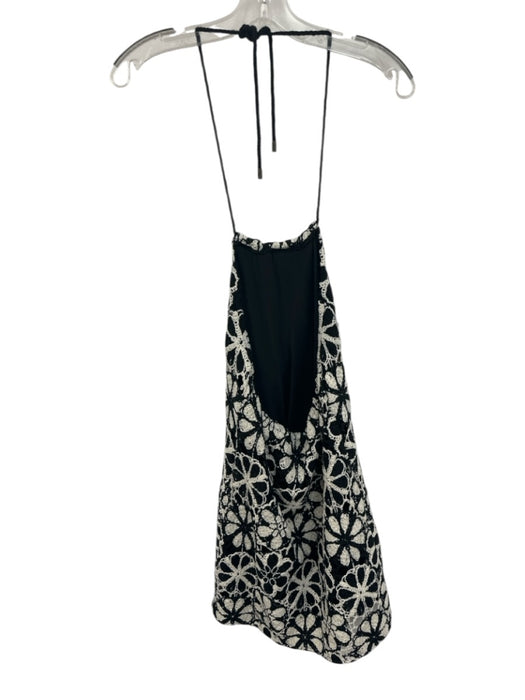 Ramy Brook Size XS black and white Polyester Halter Neck Crochet Knit Tie Dress black and white / XS