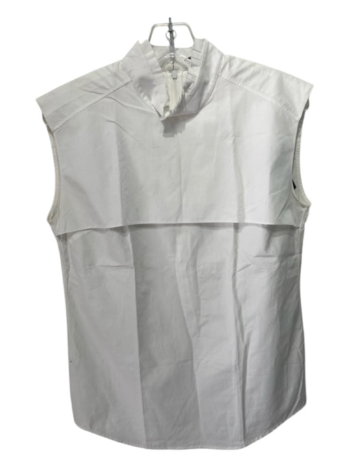 Jil Sander Size 38 White Cotton Flap Sleeveless Ruffle collar Top White / 38