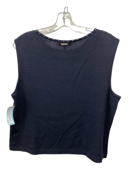 St. John Sport Size XL Black, Gold, Silver Wool & Rayon Sleeveless Knit Top Black, Gold, Silver / XL