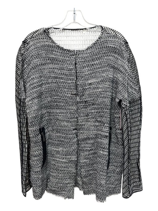 Elie Tahari Size S White, Black, Beige Cotton & Acrylic Open Knit Jacket White, Black, Beige / S