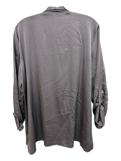 Elie Tahari Size XL Gray Silk Button Up Collar Long Sleeve Top Gray / XL