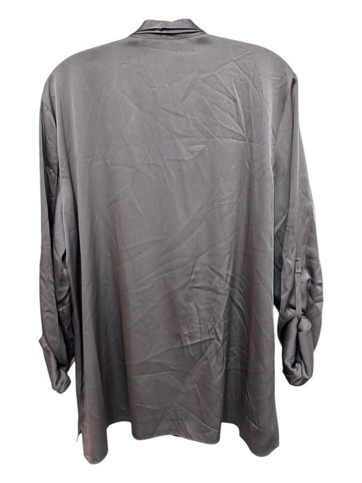 Elie Tahari Size XL Gray Silk Button Up Collar Long Sleeve Top Gray / XL