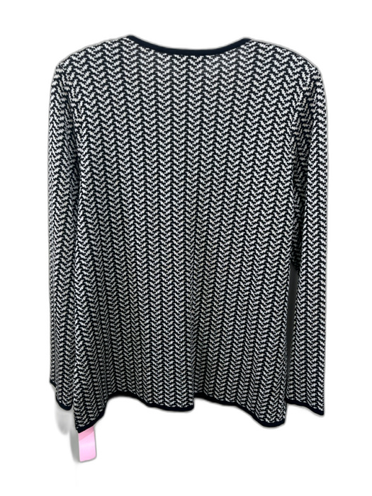 Misook Size M Black & White Acrylic & Rayon Long Sleeve Shoulder Pads Cardigan Black & White / M