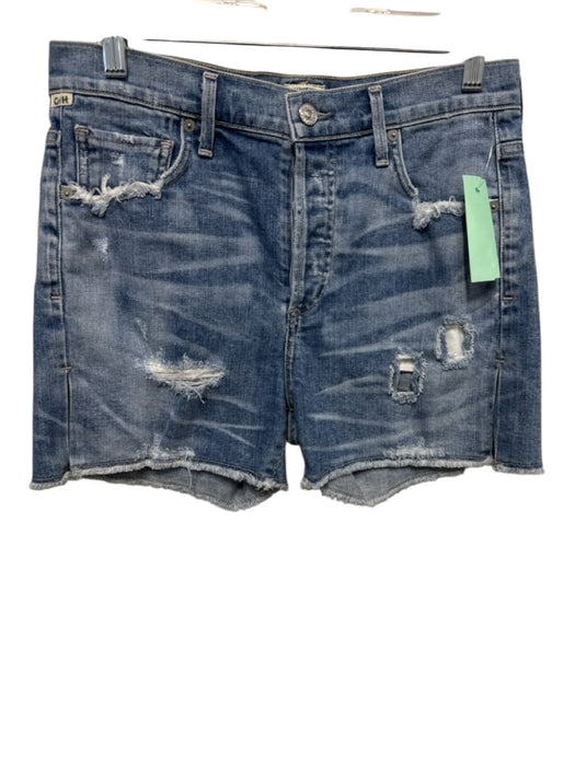 Citizens of Humanity Size 24 Medium Wash Cotton Blend Distressed Slouchy Shorts Medium Wash / 24