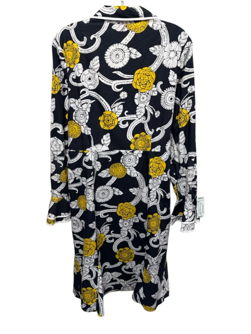 Oscar by Oscar de la Renta Size 14 Black, White, Yellow Cotton Baroque Dress Black, White, Yellow / 14