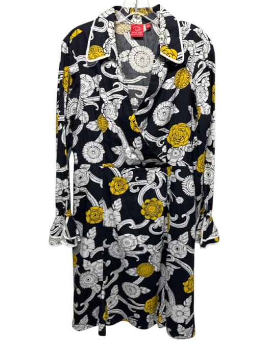 Oscar by Oscar de la Renta Size 14 Black, White, Yellow Cotton Baroque Dress Black, White, Yellow / 14