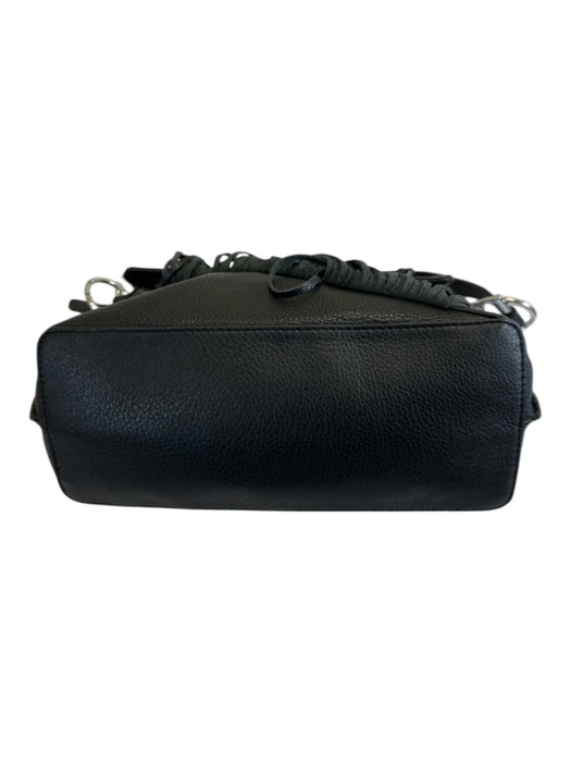 Vince Camuto Black & Silver Flap Fringe silver hardware Top Handle Bag Black & Silver / Small