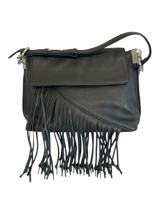 Vince Camuto Black & Silver Flap Fringe silver hardware Top Handle Bag Black & Silver / Small