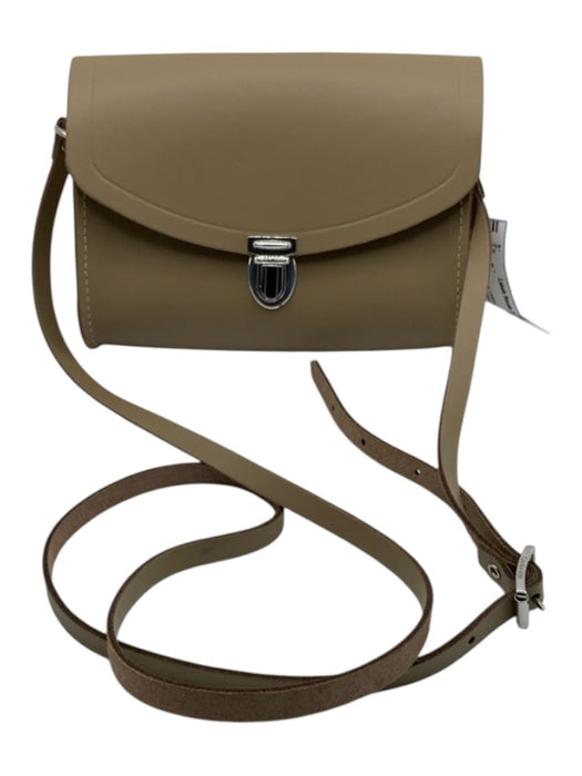 Cambridge Satchel Co Taupe Brown Leather Flap Silver Hardware Bag Taupe Brown / Mini
