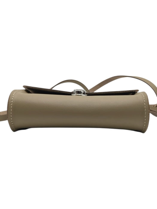 Cambridge Satchel Co Taupe Brown Leather Flap Silver Hardware Bag Taupe Brown / Mini