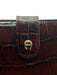 Etienne Aigner Burgundy Red Leather Gold hardware Croc Embossed Zip Close Bag Burgundy Red / Small