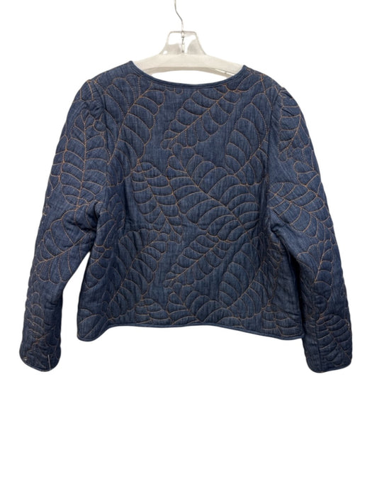 Emily Lovelock Size Medium Dark Wash Cotton Long Sleeve Leaf Embroidery Jacket Dark Wash / Medium