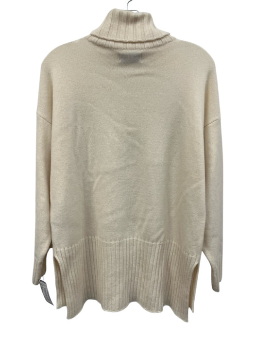 Falconeri Size Medium Cream White Cashmere Long Sleeve Ribbed Knit Sweater Cream White / Medium