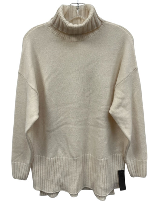 Falconeri Size Medium Cream White Cashmere Long Sleeve Ribbed Knit Sweater Cream White / Medium