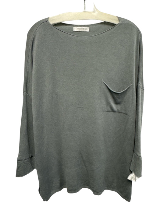 Cobble Stone Size Est L Slate Blue Viscose Blend Long Sleeve Knit Sweater Slate Blue / Est L