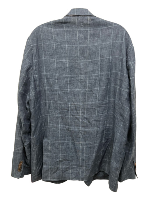 J Mclaughlin Blue Linen Window pane Patch Pocket 2 Button Men's Blazer 44