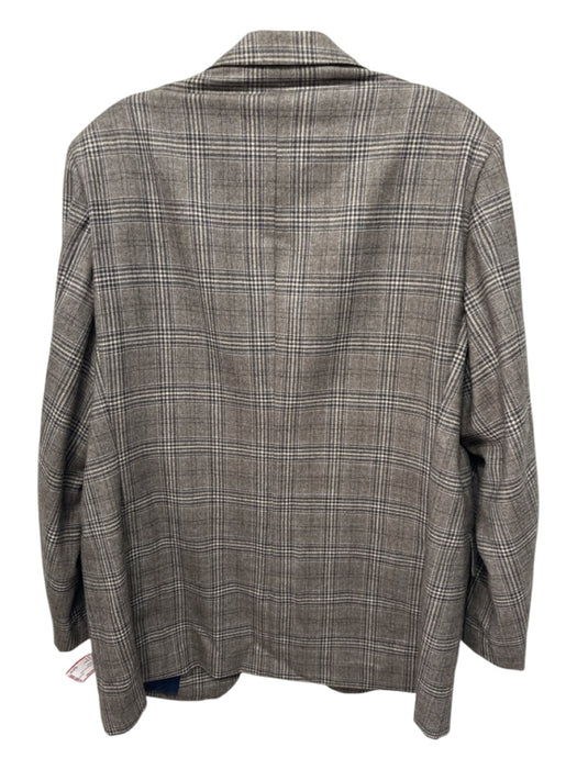 Sid Mashburn Brown & Blue Wool Plaid 2 Button Men's Blazer Brown & Blue / 58