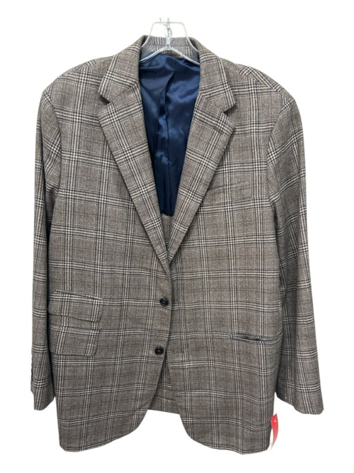 Sid Mashburn Brown & Blue Wool Plaid 2 Button Men's Blazer Brown & Blue / 58