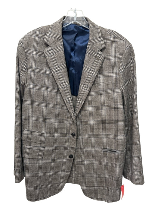 Sid Mashburn Brown & Blue Wool Plaid 2 Button Men's Blazer Brown & Blue / 58