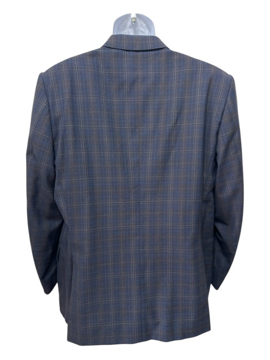 Canali Blue & Brown Wool Plaid 2 Button Men's Blazer Blue & Brown / 54