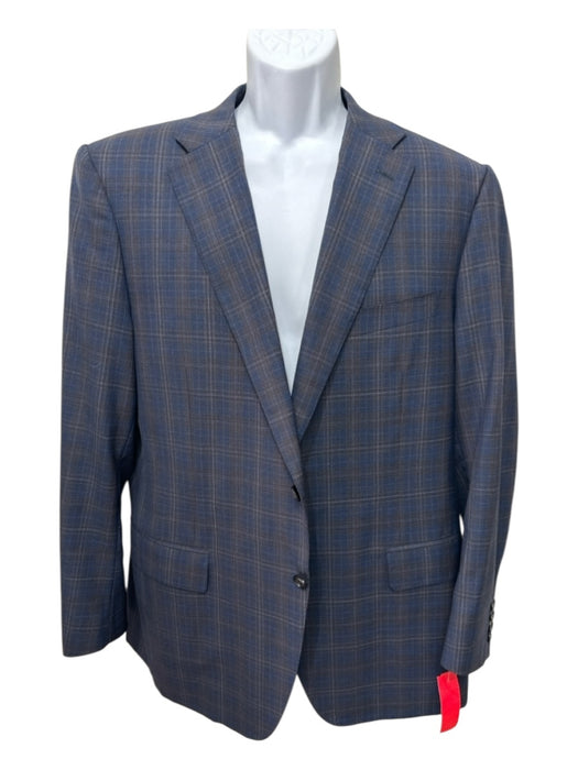 Canali Blue & Brown Wool Plaid 2 Button Men's Blazer Blue & Brown / 54