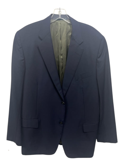 Caruso Navy Blue Wool Solid 2 Button Men's Blazer Navy Blue / 60
