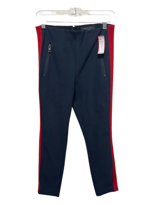 Rag & Bone Size 8 Navy Blue & Red Poly Blend Back Zip Straight Pockets Pants Navy Blue & Red / 8