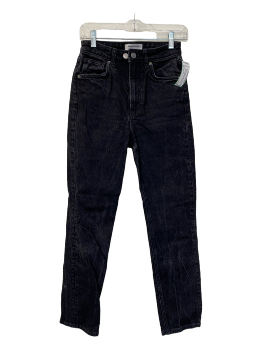 Reformation Size 26 Black Cotton Blend High Waist 5 Pocket Straight Leg Jeans Black / 26