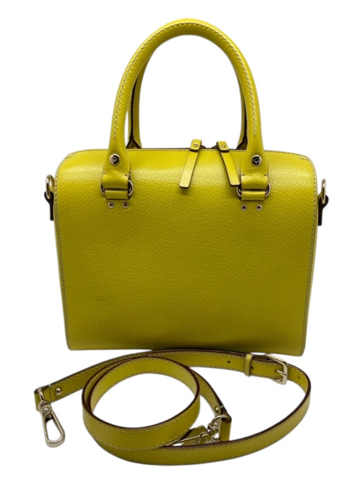 Kate Spade Yellow Pebbled Leather 2 Handles Zip Gold Hardware Bag Yellow / M