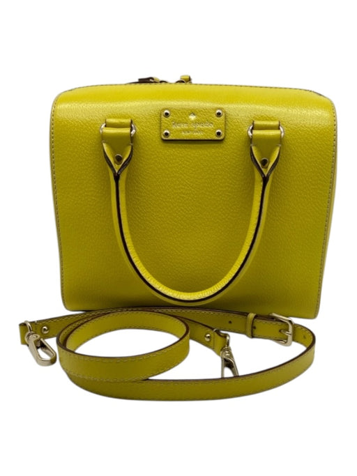 Kate Spade Yellow Pebbled Leather 2 Handles Zip Gold Hardware Bag Yellow / M