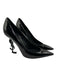 Saint Laurent Shoe Size 39.5 Black Patent Leather Pointed Toe Logo Heel Pumps Black / 39.5