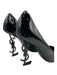 Saint Laurent Shoe Size 39.5 Black Patent Leather Pointed Toe Logo Heel Pumps Black / 39.5