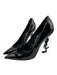 Saint Laurent Shoe Size 39.5 Black Patent Leather Pointed Toe Logo Heel Pumps Black / 39.5