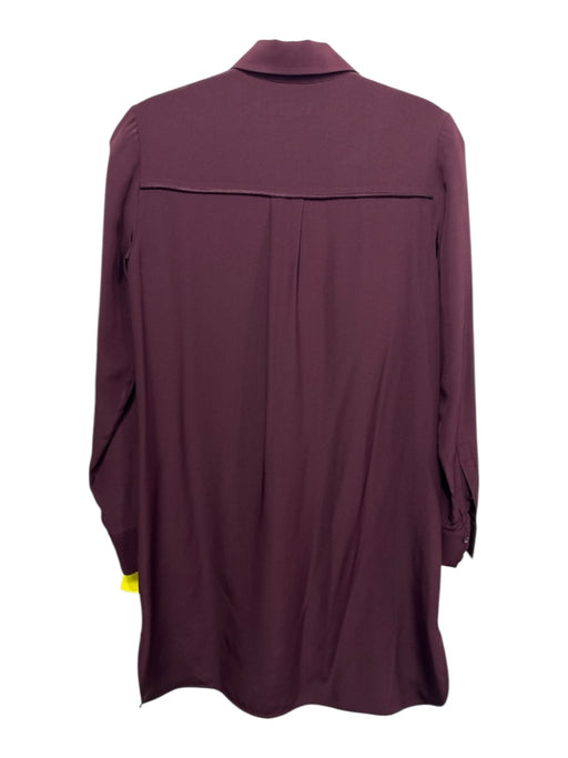 Vince Size 2 Burgundy Silk Button Down Long Sleeve Dress Burgundy / 2