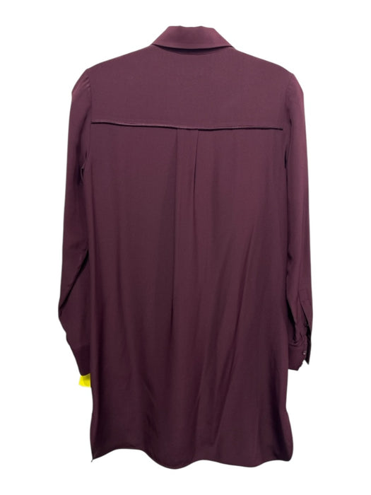 Vince Size 2 Burgundy Silk Button Down Long Sleeve Dress Burgundy / 2