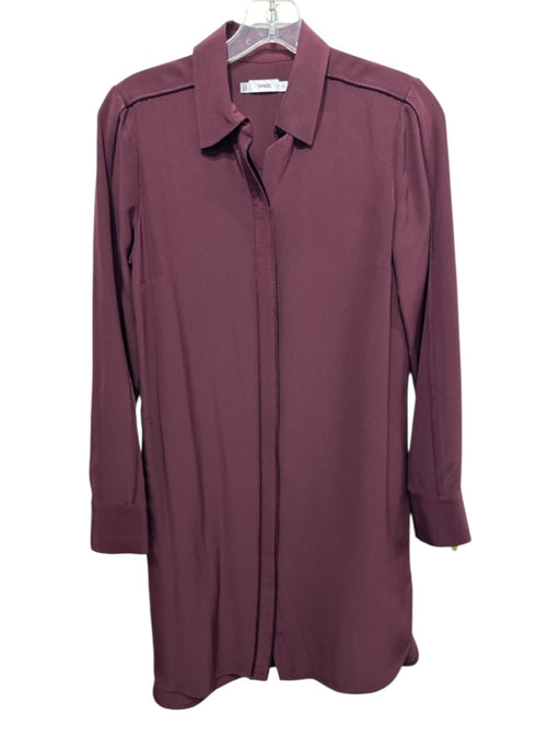 Vince Size 2 Burgundy Silk Button Down Long Sleeve Dress Burgundy / 2