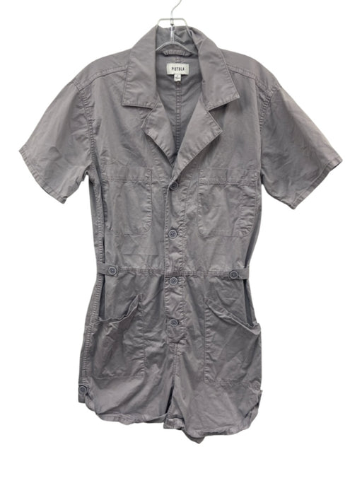 Pistola Size S Dusty Purple Cotton Blend Short Sleeve Button Front Romper Dusty Purple / S