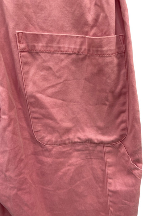 Pistola Size S Pink Cotton Blend Short Sleeve Button Front Slim Jumpsuit Pink / S