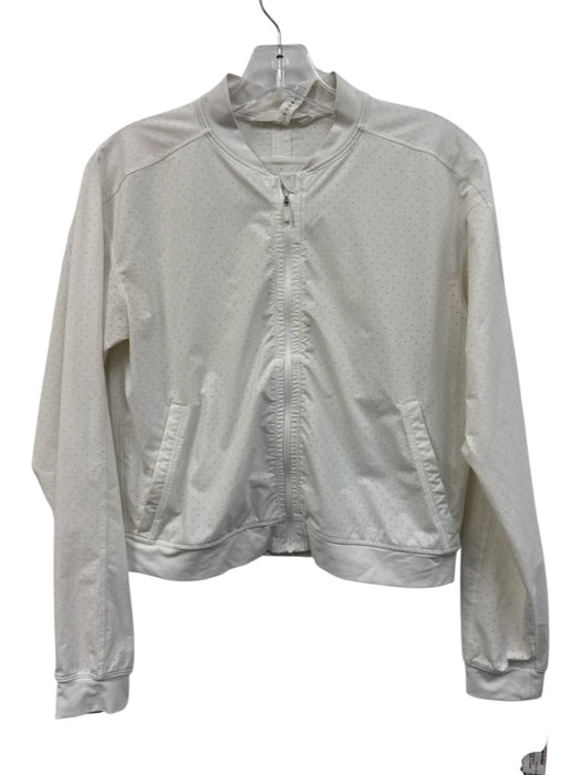 Lululemon Size 4 White Nylon Blend Perforated Zip Front Athletic Cropped Jacket White / 4