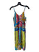 Trina Turk Size 6 Multi Silk Spaghetti Strap Geometric Stretch Waist Dress Multi / 6