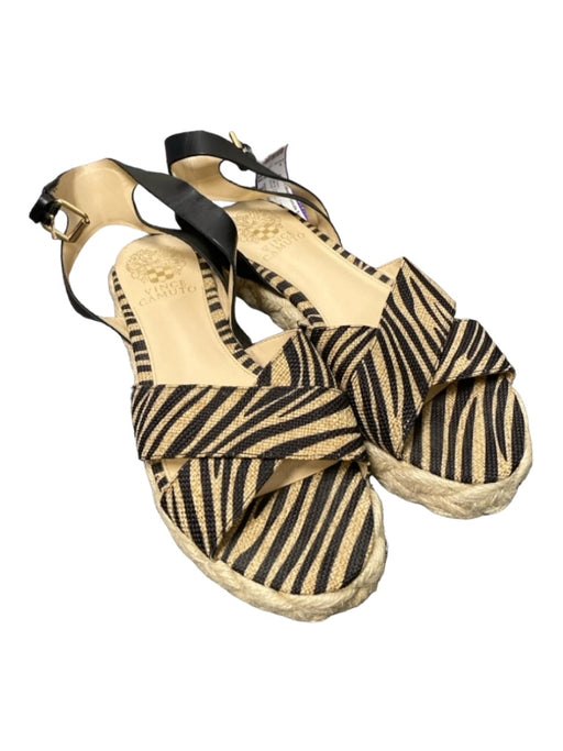 Vince Camuto Shoe Size 7.5 Tan & black Canvas Espadrille Ankle Strap Shoes Tan & black / 7.5