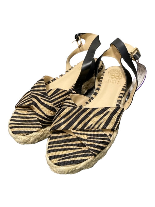 Vince Camuto Shoe Size 7.5 Tan & black Canvas Espadrille Ankle Strap Shoes Tan & black / 7.5