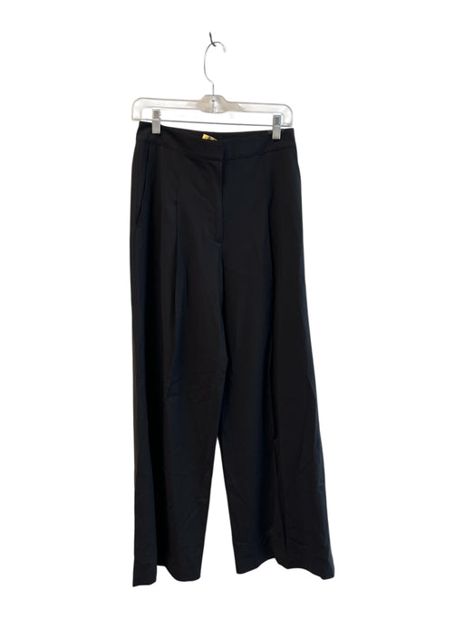 Theory Size 2 Black Cupro Wide Leg Pockets Pleat Formal Pants Black / 2