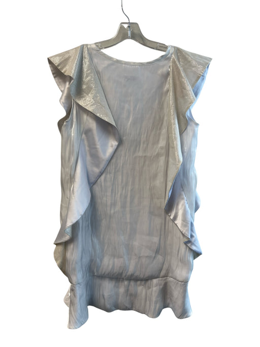 Koch Size M White Polyester Wide Round Neck Sleeveless Flutter Sleeve Dress White / M