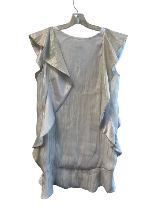 Koch Size M White Polyester Wide Round Neck Sleeveless Flutter Sleeve Dress White / M