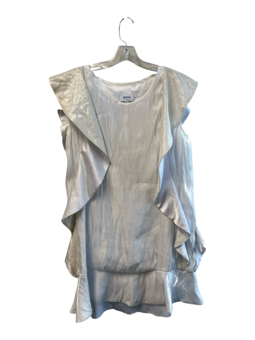 Koch Size M White Polyester Wide Round Neck Sleeveless Flutter Sleeve Dress White / M