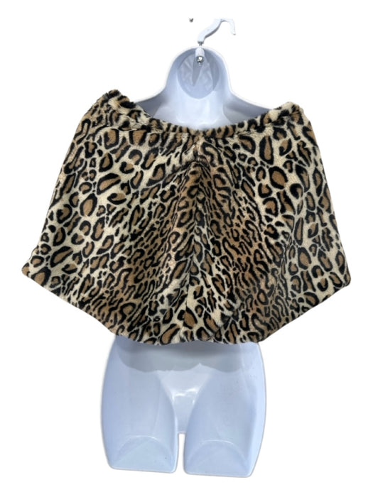 RSVP Brown & Black Polyester Rhinestone broach Leopard Stole Brown & Black / One Size