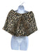 RSVP Brown & Black Polyester Rhinestone broach Leopard Stole Brown & Black / One Size