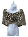 RSVP Brown & Black Polyester Rhinestone broach Leopard Stole Brown & Black / One Size